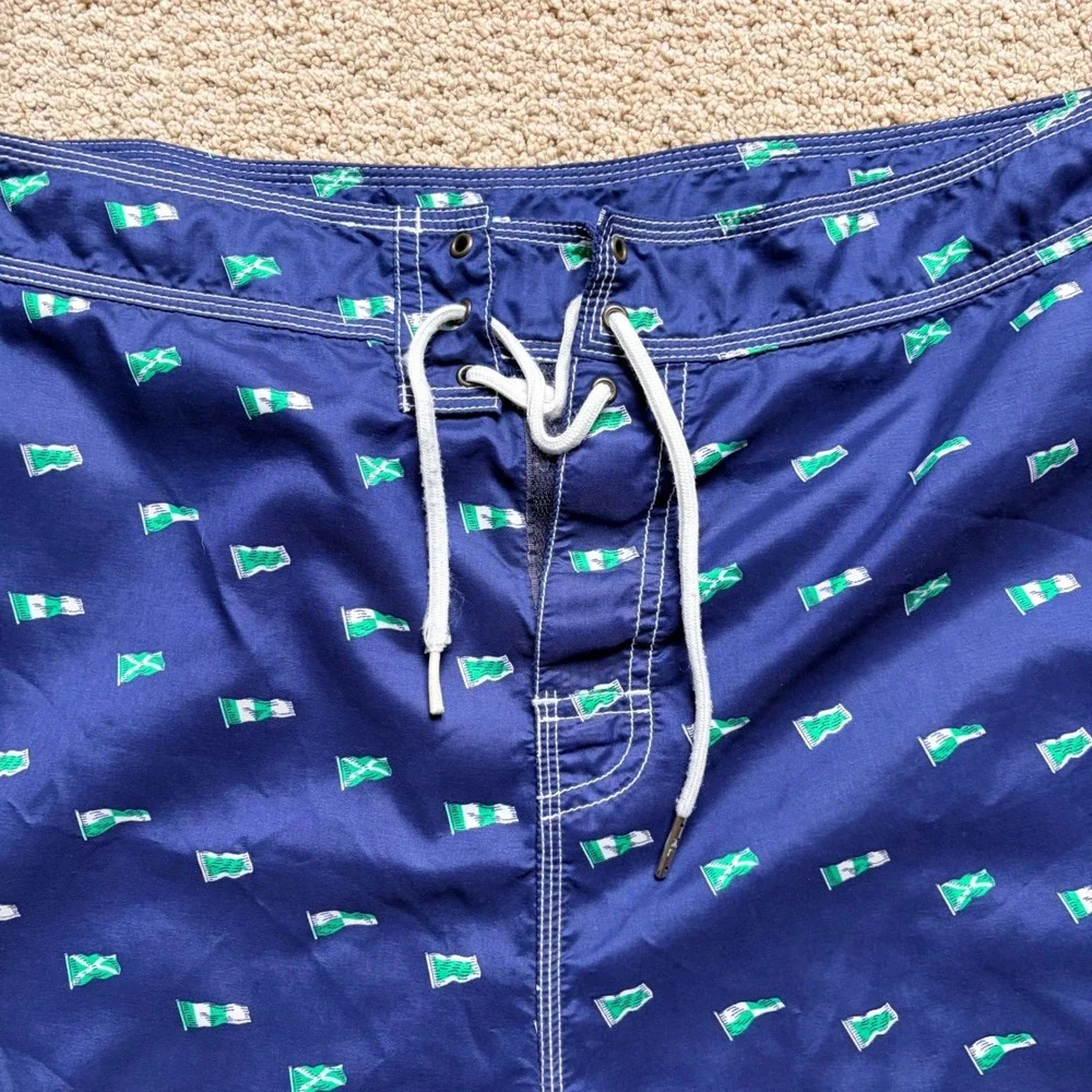 Polo Ralph Lauren Mens Navy Blue Nautical Flag Board Shorts Swim‎ Trunks Size 40
